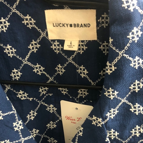 Lucky Brand Blue and White Casual Button Down Shirt - Picture 2 of 8